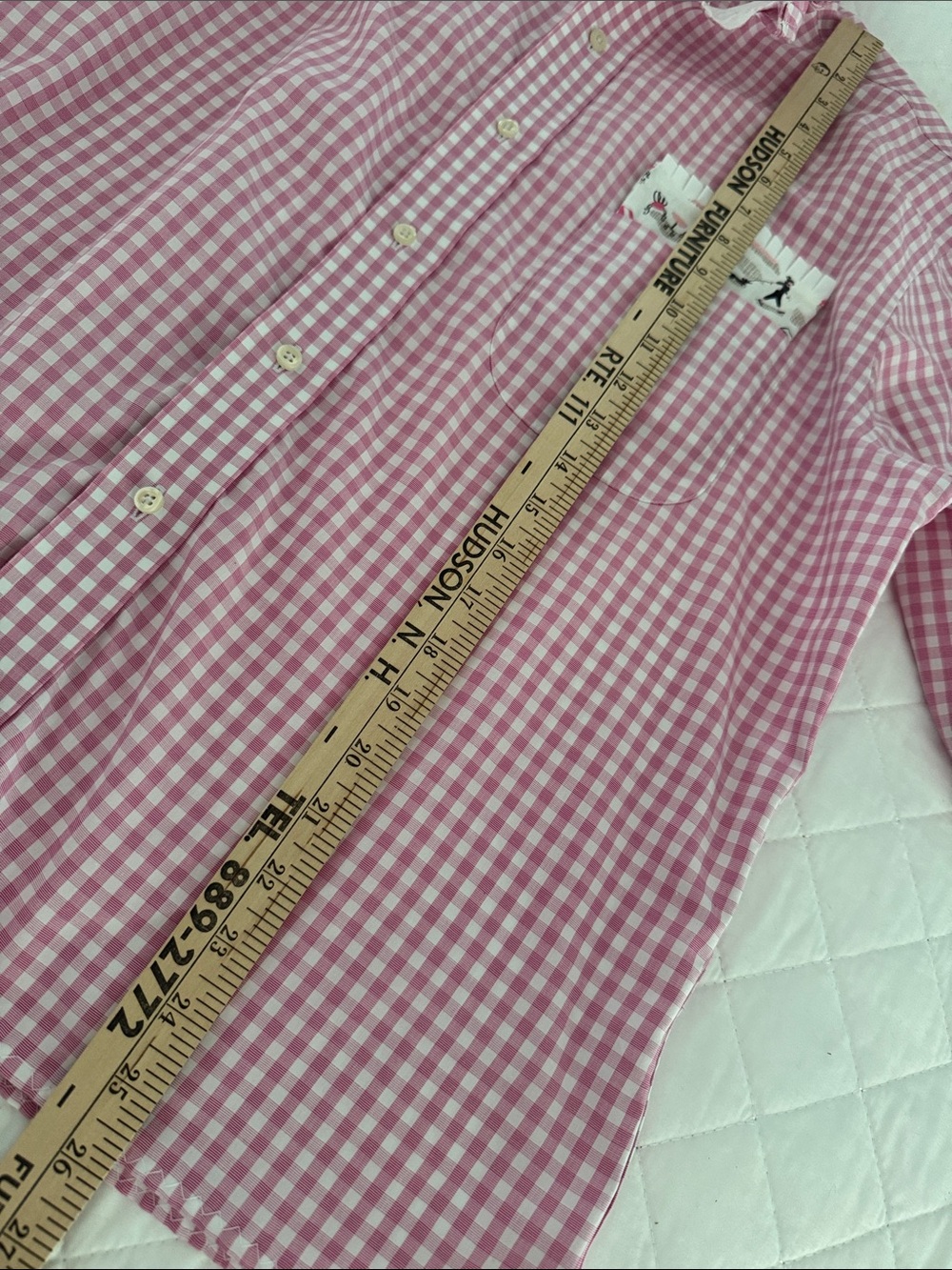 Reimagined BrooksBrothers Pink Gingham,Ruffled Collar shirt. - Picture 5 of 10